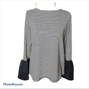 beach lunch lounge Long Ruffle Sleeve Striped M